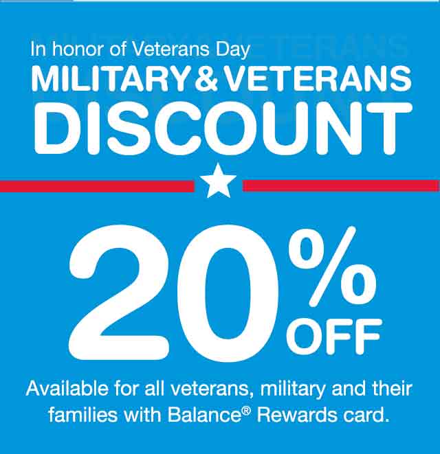 Veterans & active military get 20 OFF your instore purchase